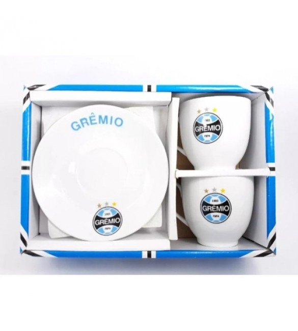 Jogo Com 2 Xícaras De Porcelana  e 2 pires  90 ml - Grêmio